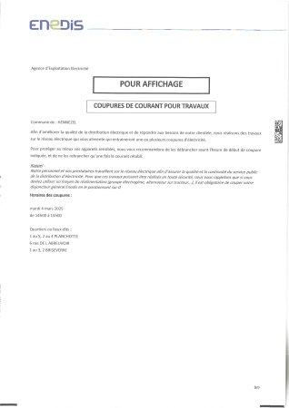 Coupures courant ENEDIS