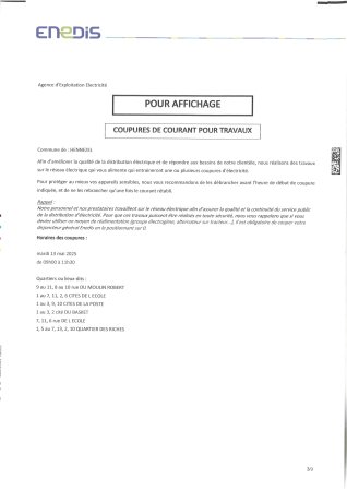 Enedis coupures de courant mai 2025