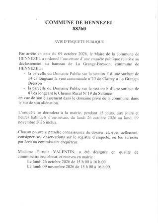 ENQUETE PUBLIQUE 2026